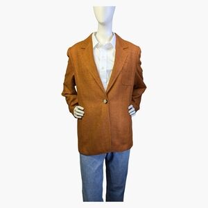 Vintage 100% Silk Textured Blazer By Ellen Tracy | Rust | Size 12
